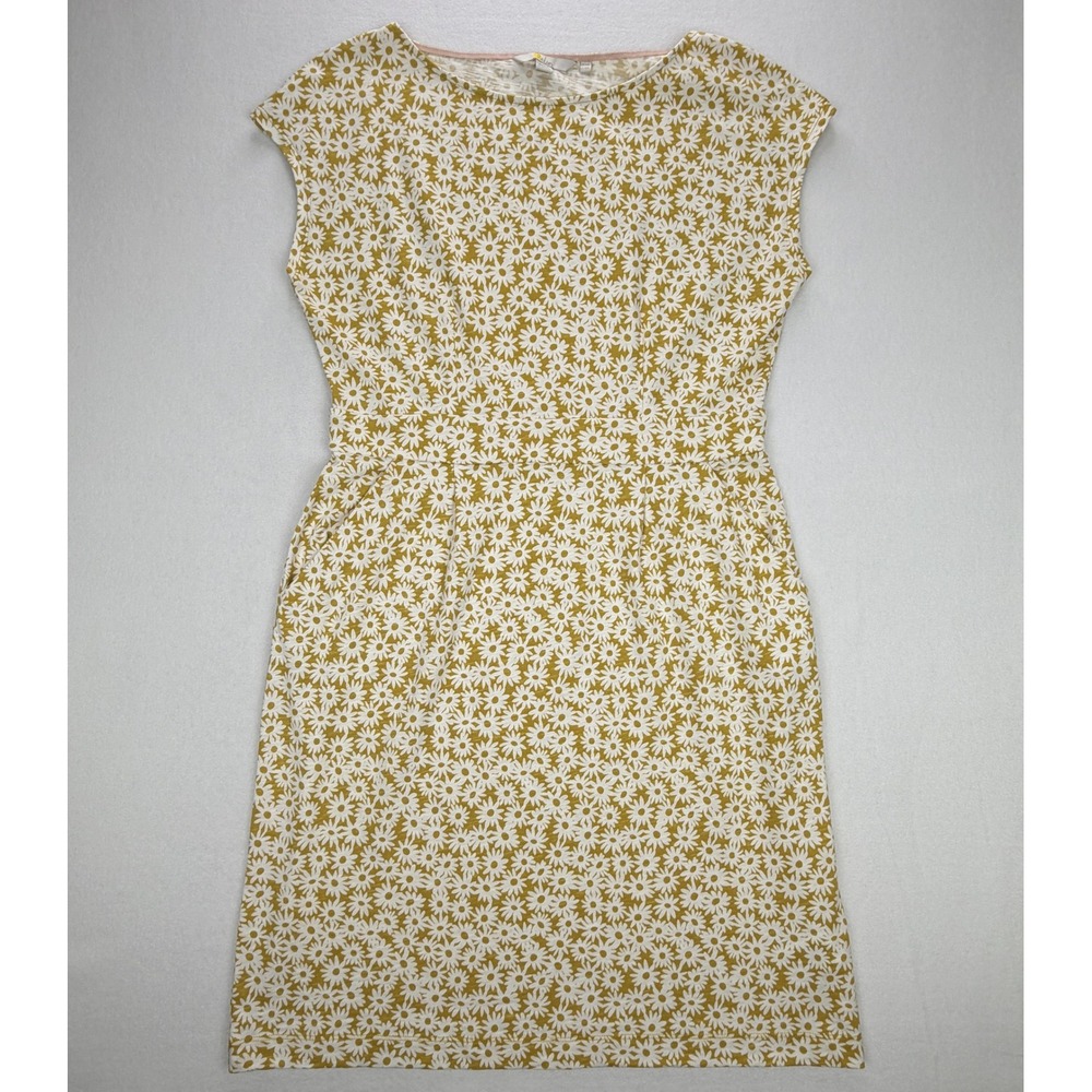 Boden Womens Mustard Yellow White Daisy Floral Cotton Jersey Dress 10R